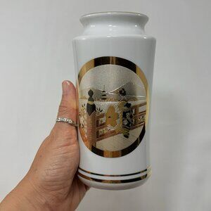 Vintage Japan Chokin Art Vase Samurai Warriors Kimono Women Geisha Gold Ancient